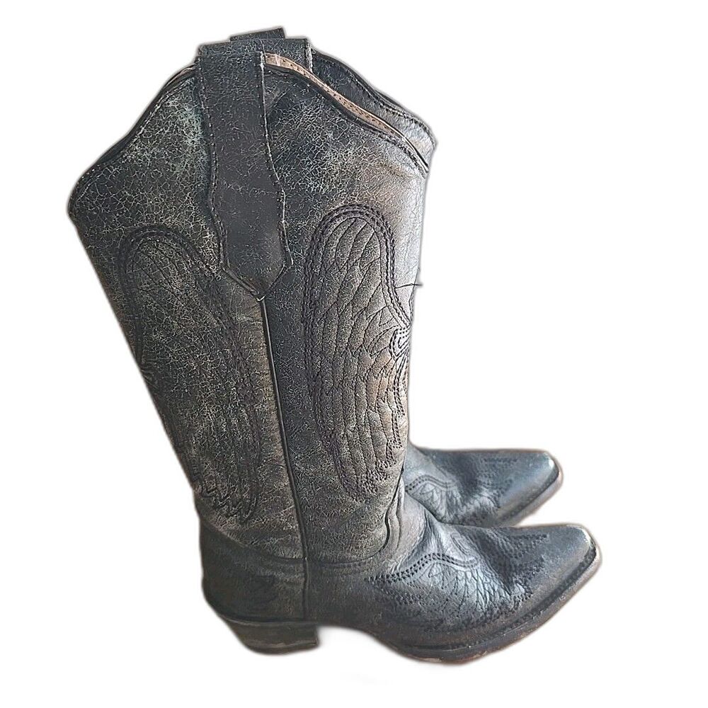 Corral Circle G Womens Western Cowboy Boots Embroidered Snip Toe 6.5M Black